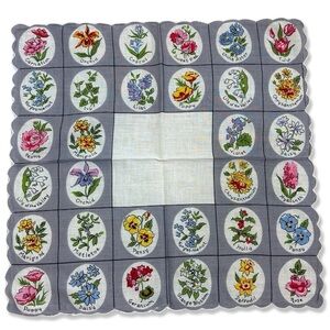 VINTAGE Floral Print Handkerchief